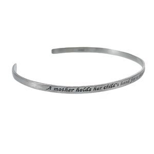 Footnotes Sterling Silver A Mother Holds Her Child's Hand Quote Cuff Bracelet 7"
